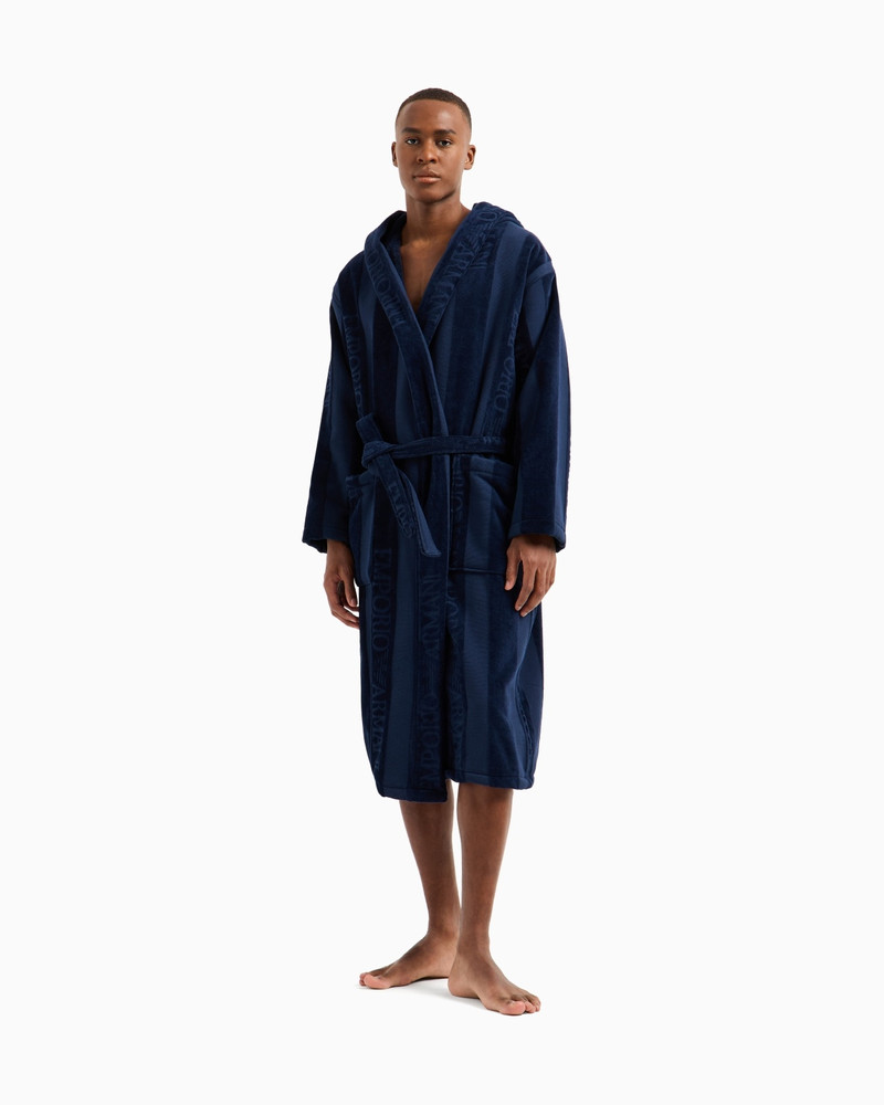 STRIPED TERRYCLOTH BATHROBE WITH LOGO 5