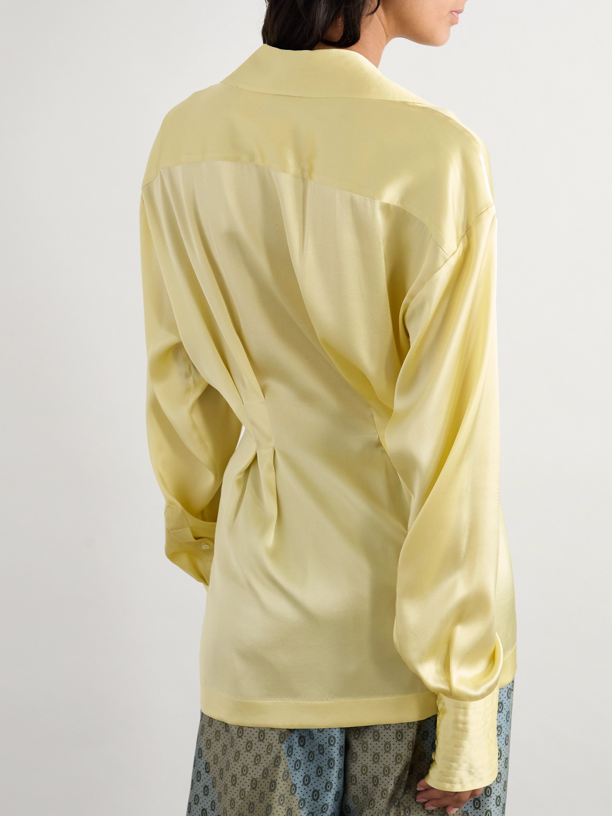 Wrap-effect Stretch-silk Satin Shirt - 3
