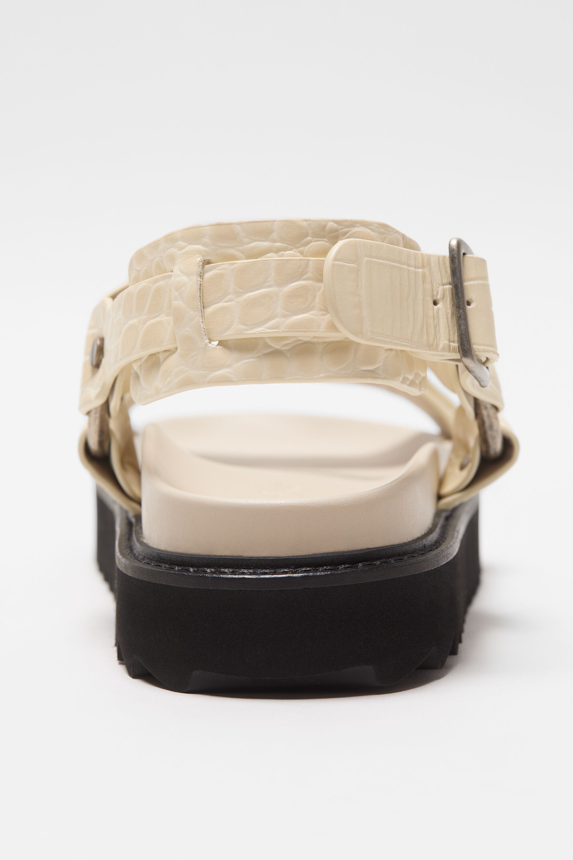 Leather buckle sandal - Beige - 5