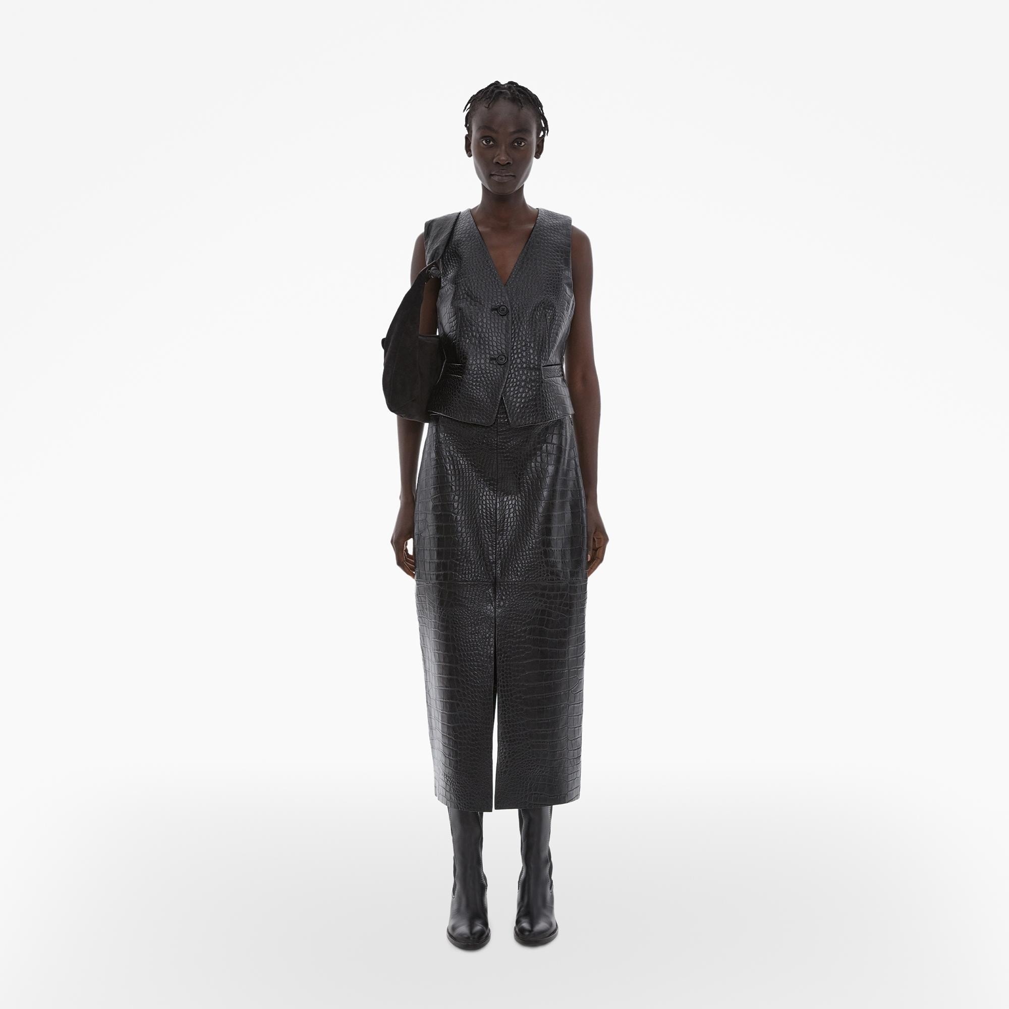 EMBOSSED LEATHER TUXEDO VEST - 2
