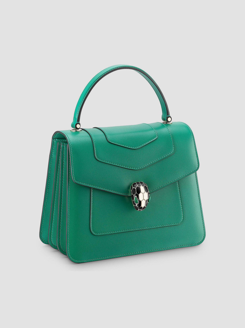 Women's Large Serpenti Leather Top Handle Bag - Emerald Green 1