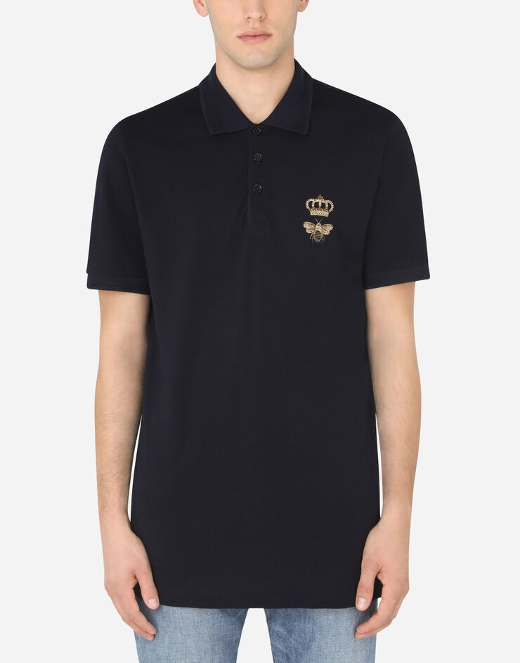 Cotton piqué polo-shirt with lurex embroidery - 1