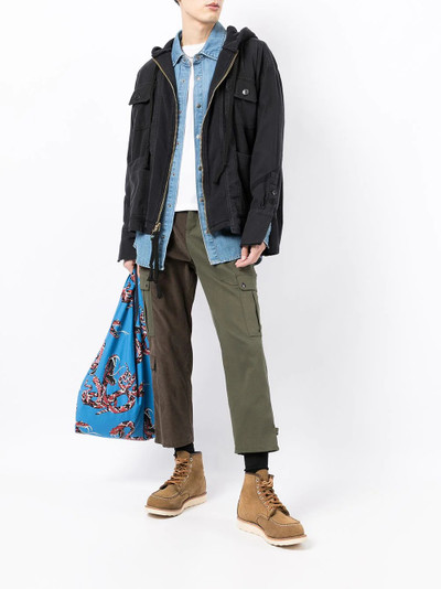 Greg Lauren panelled hood jacket outlook