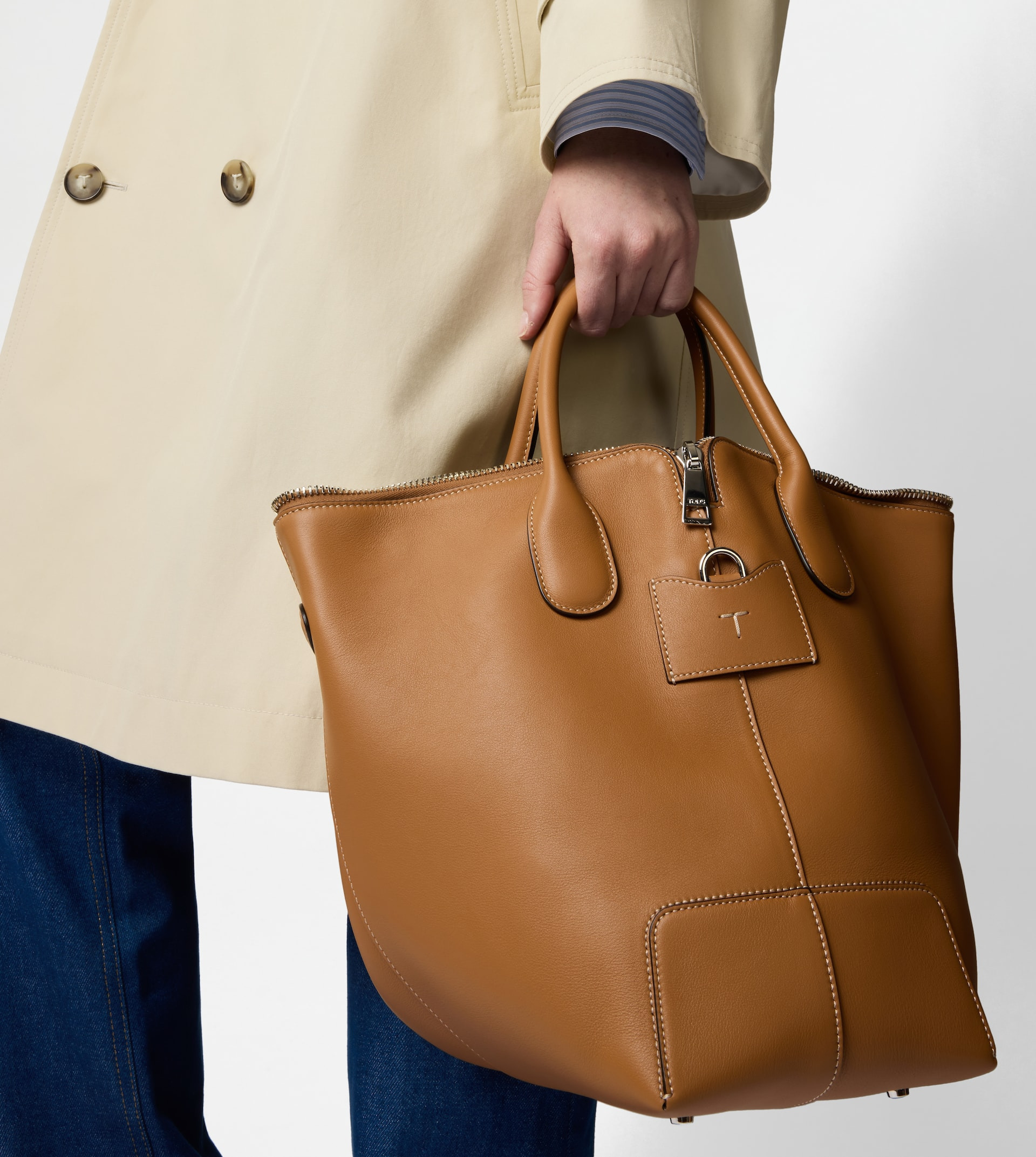 TOD'S DI BAG SWING IN LEATHER MEDIUM - BROWN - 8