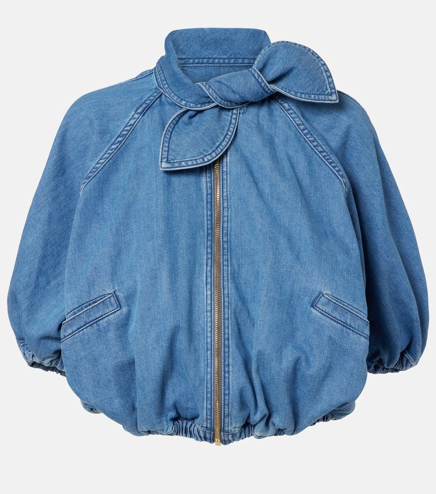 Tie-neck denim jacket - 1