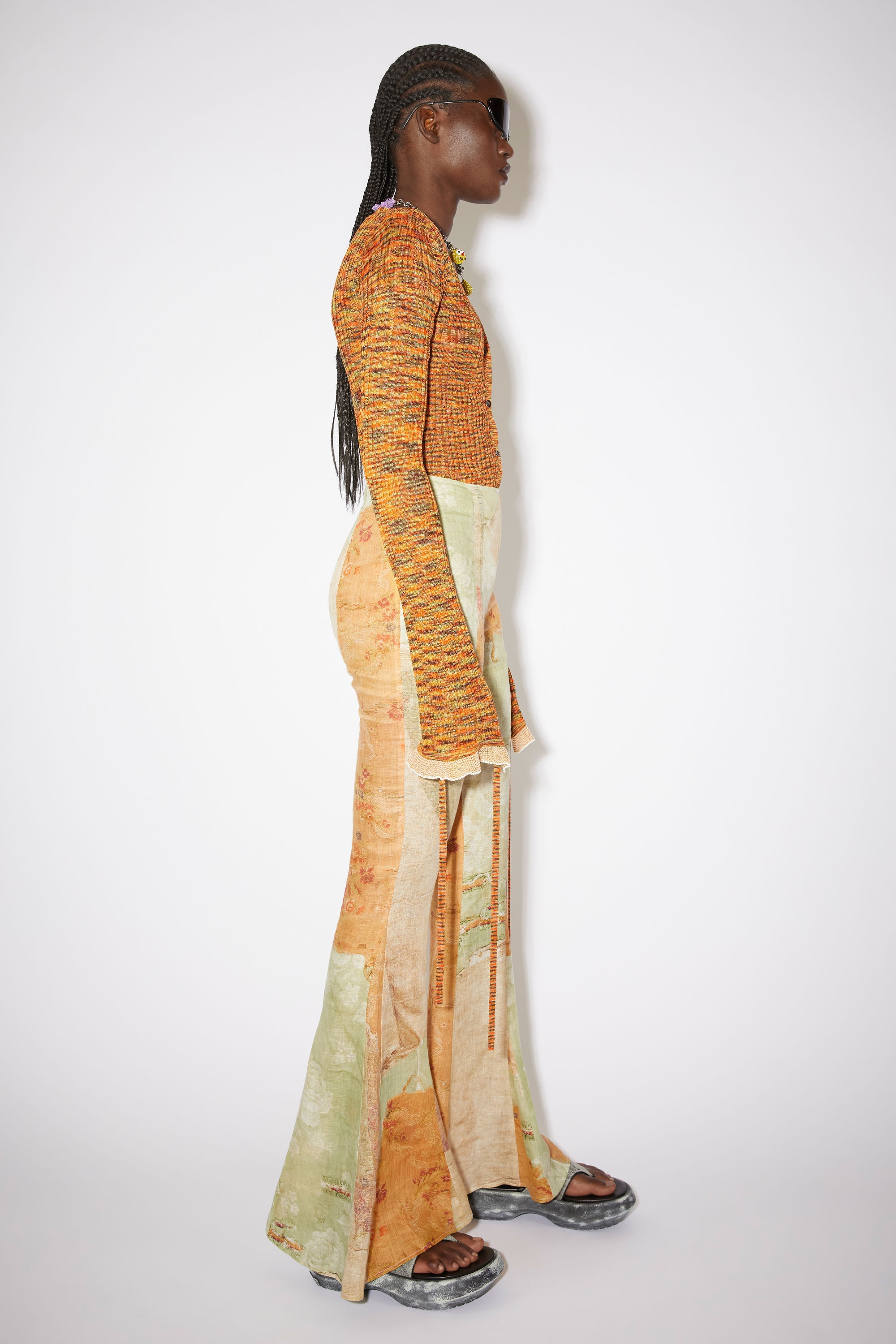 Carpet print flared trousers - Green/orange - 4