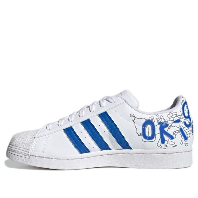 adidas originals Superstar Cozy Wear-Resistant Casual Skate Shoes White Blue Unisex 'White Blue' GW5 - 1