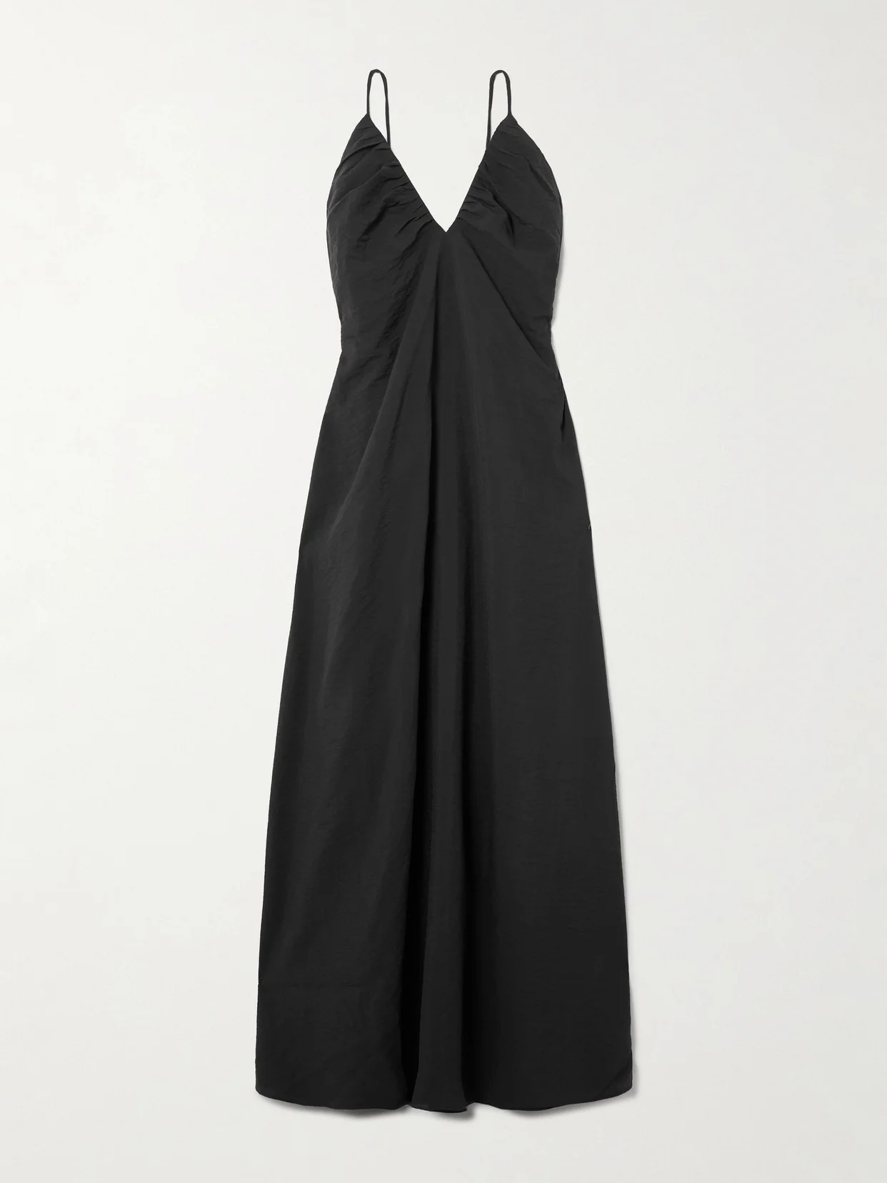 Gathered Open-back Silk-blend Crepe Maxi Dress - 1