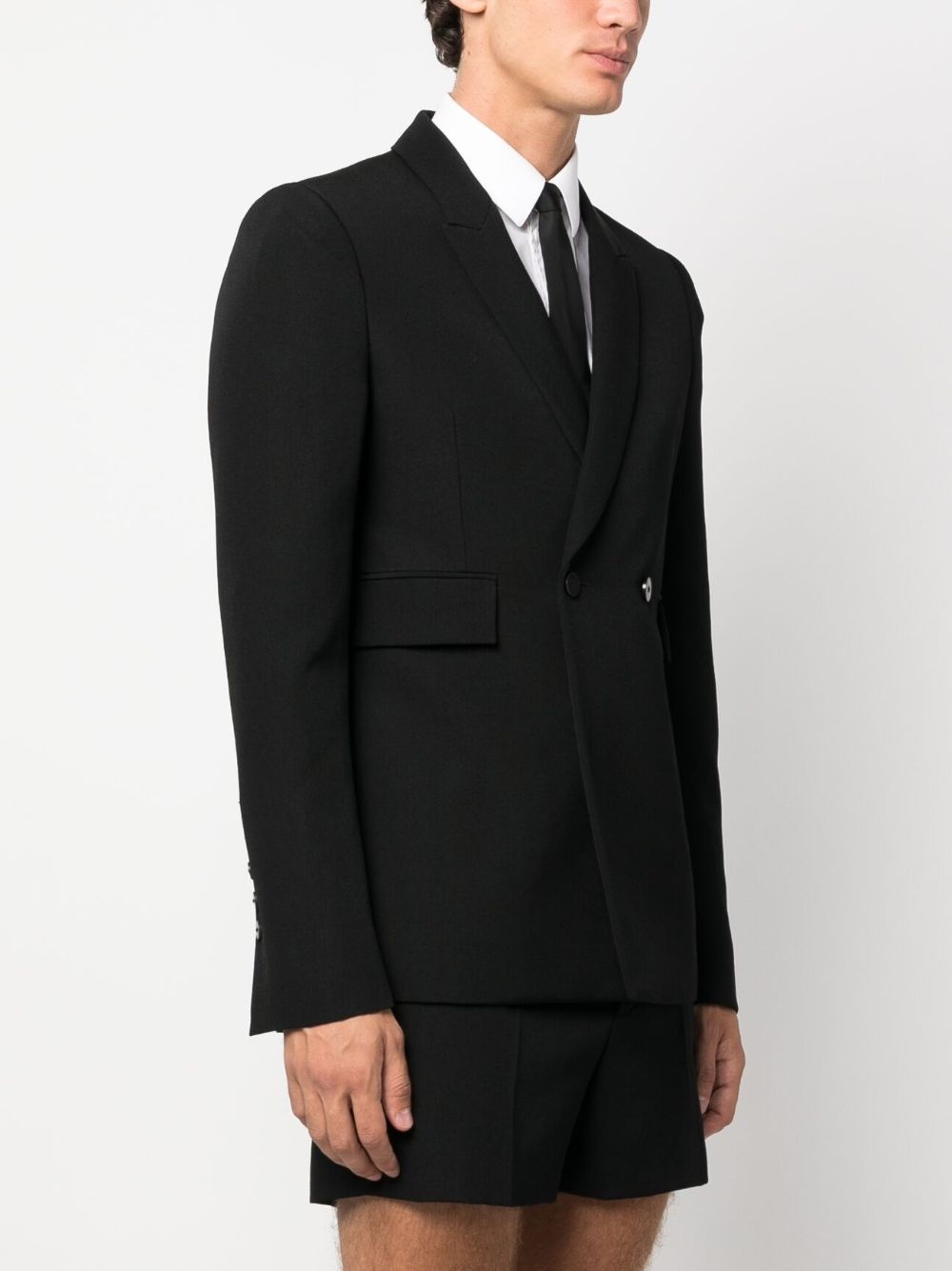 double-breasted wool-cotton blazer - 3