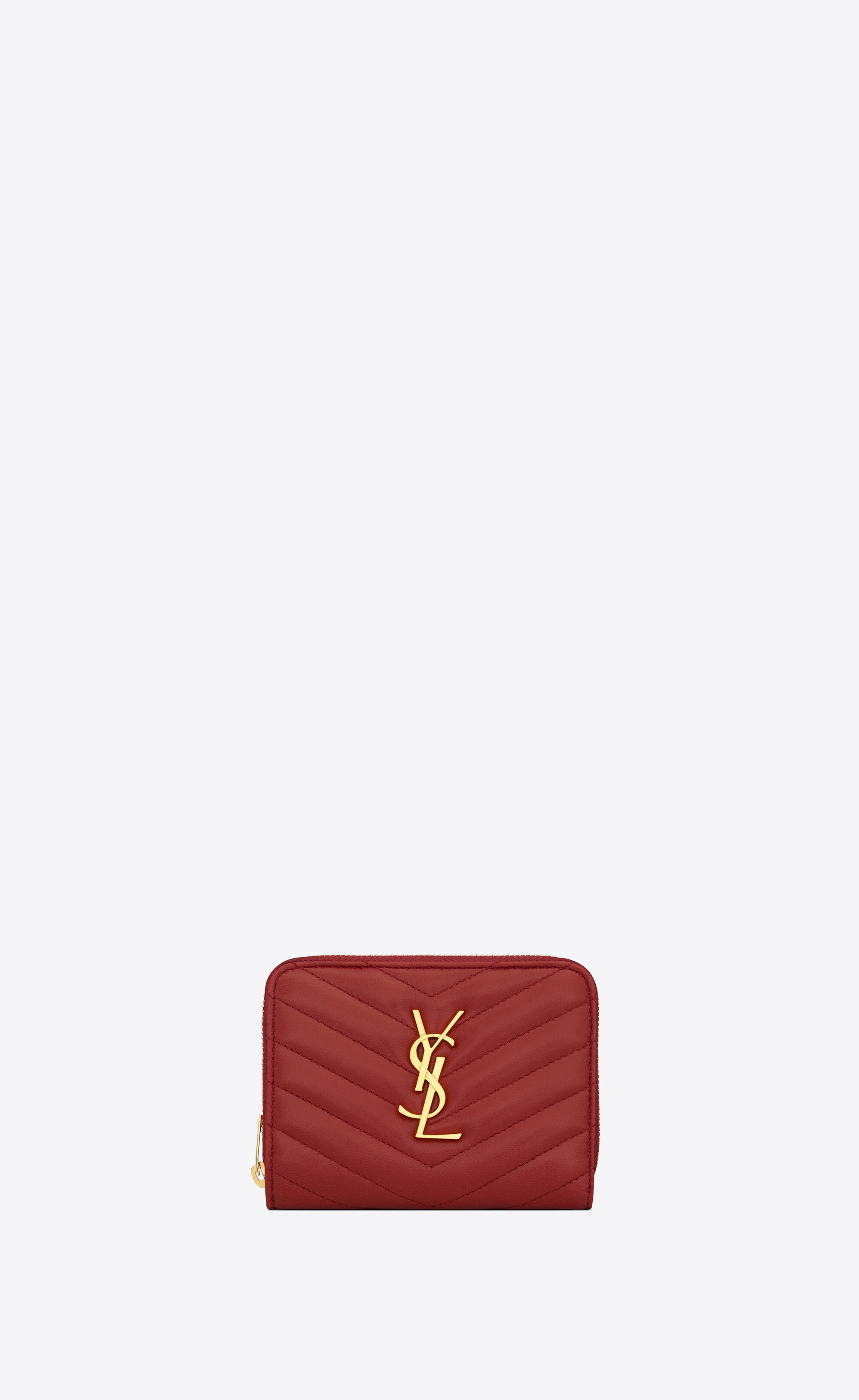 Ysl Red Leather Compact Wallet