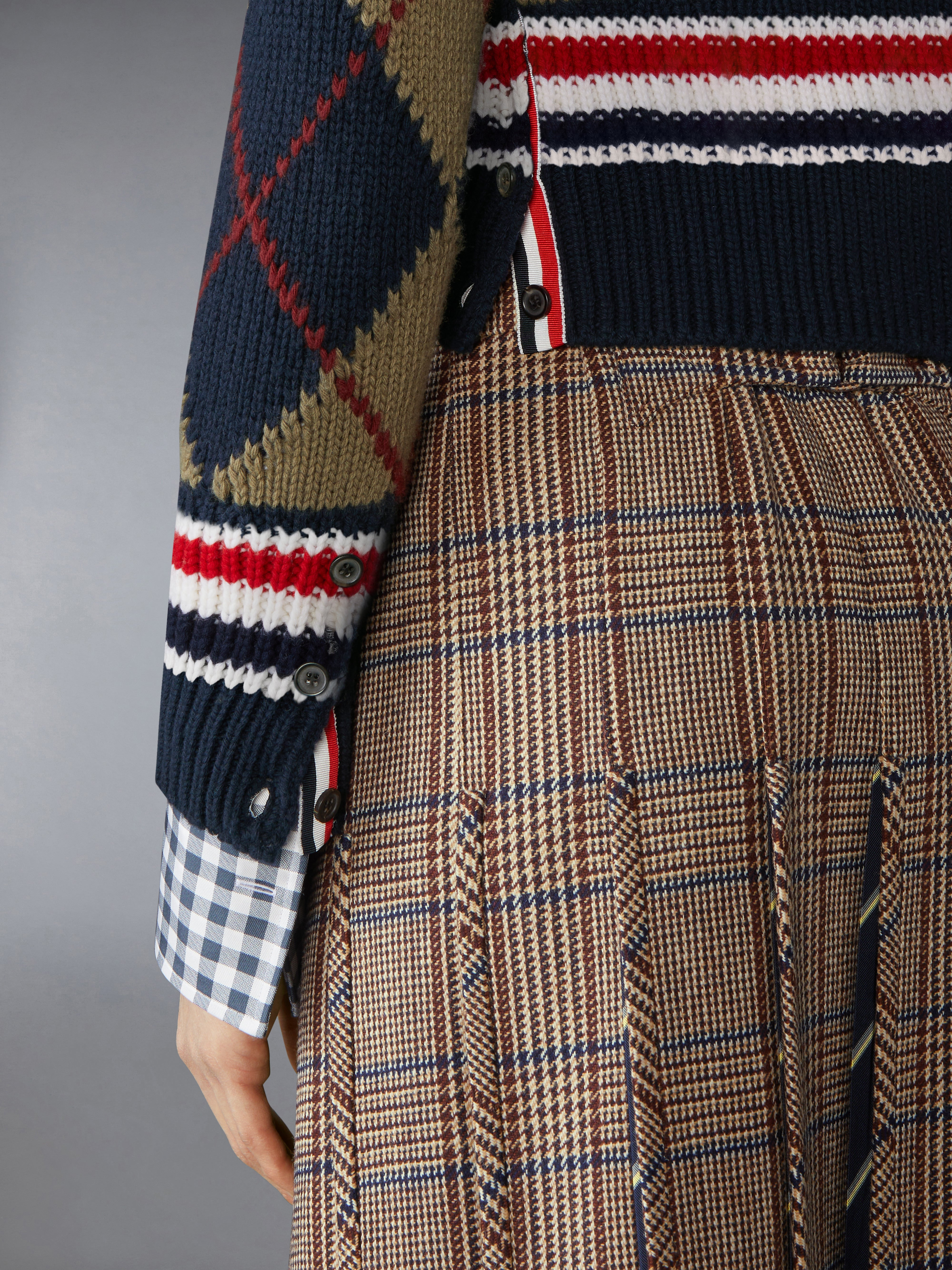 MERINO WOOL ARGYLE INTARSIA V NECK CARDIGAN - 5