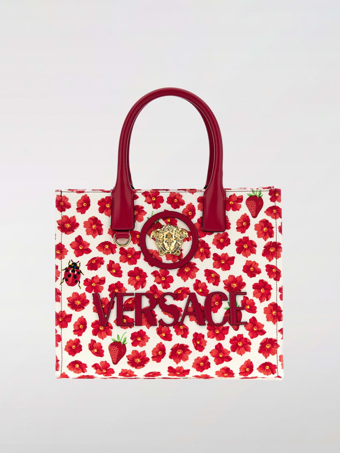 Versace La Medusa canvas tote bag with flower print - 1