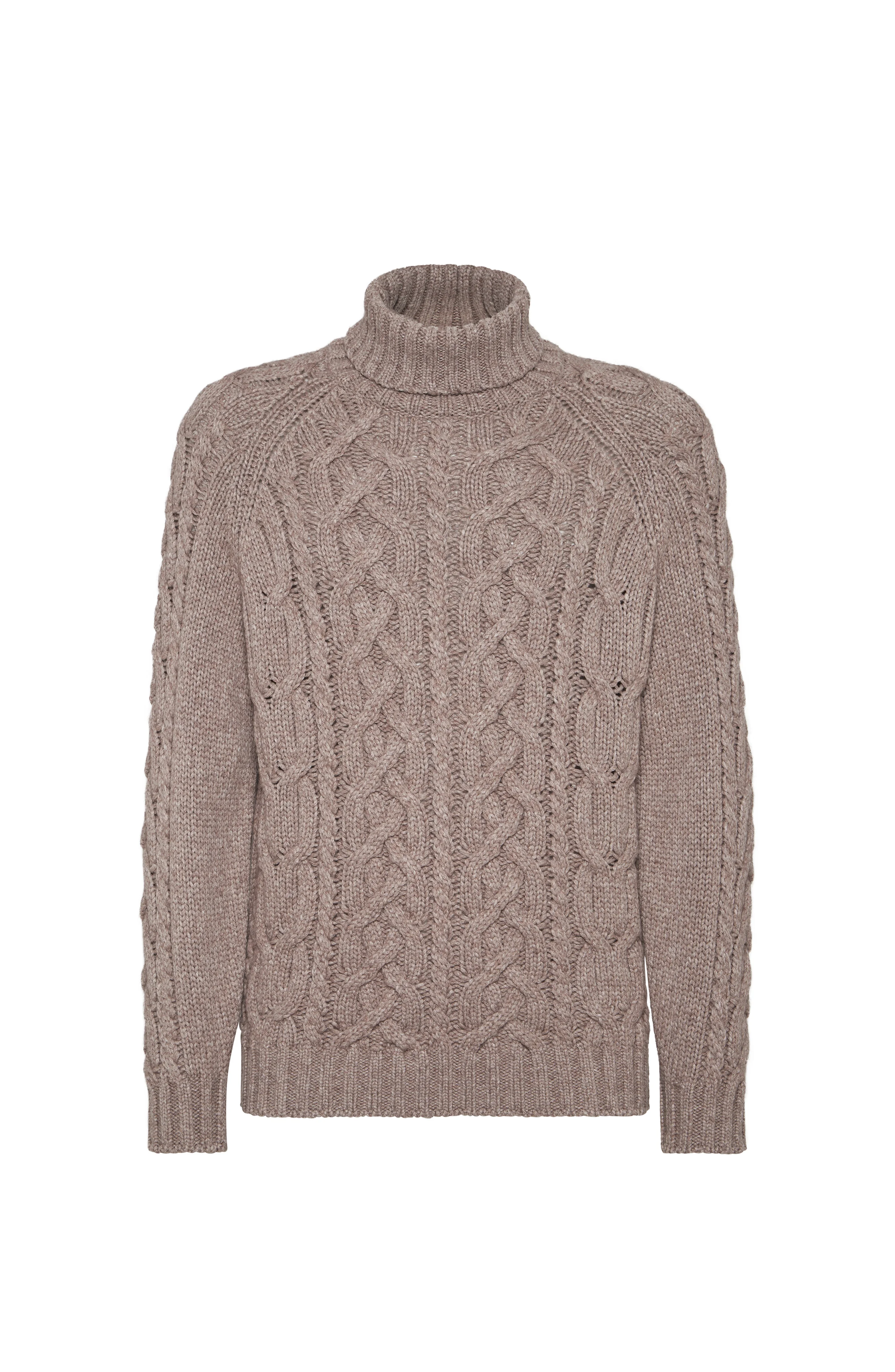 Brunello Cucinelli Cable knit turtleneck sweater in Hazelnut at Nordstrom - 1