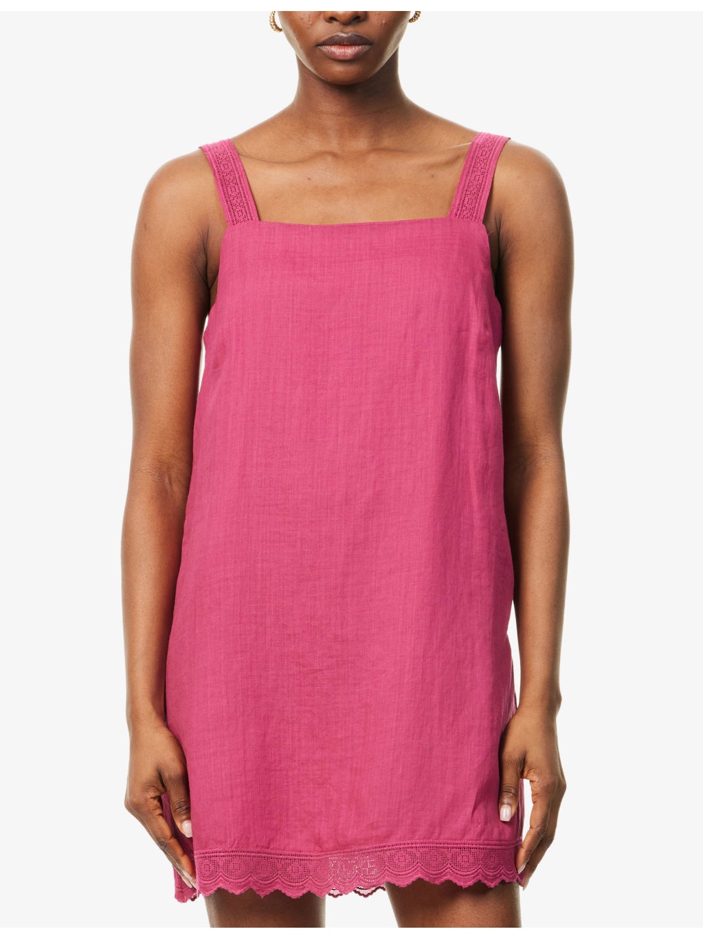 Grace Broderie-Trim Ramie Mini Dress - 3