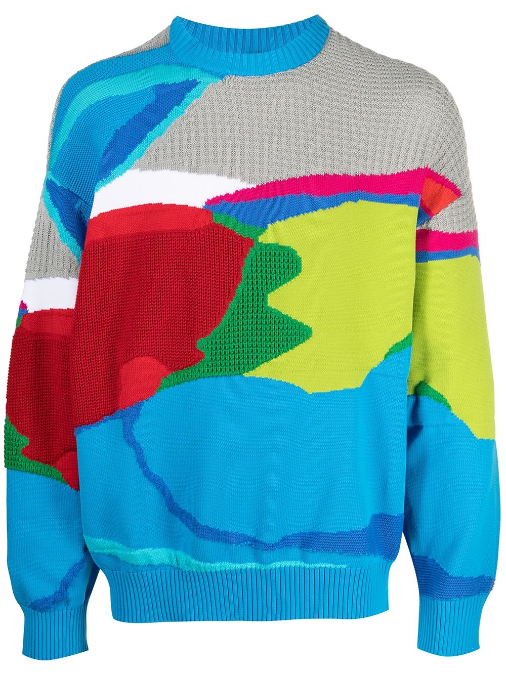 abstract-pattern crew neck jumper - 1