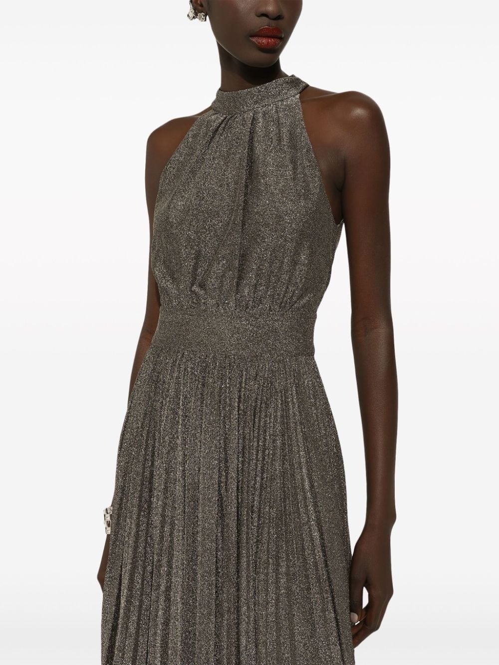 pleated silk midi dress - 5