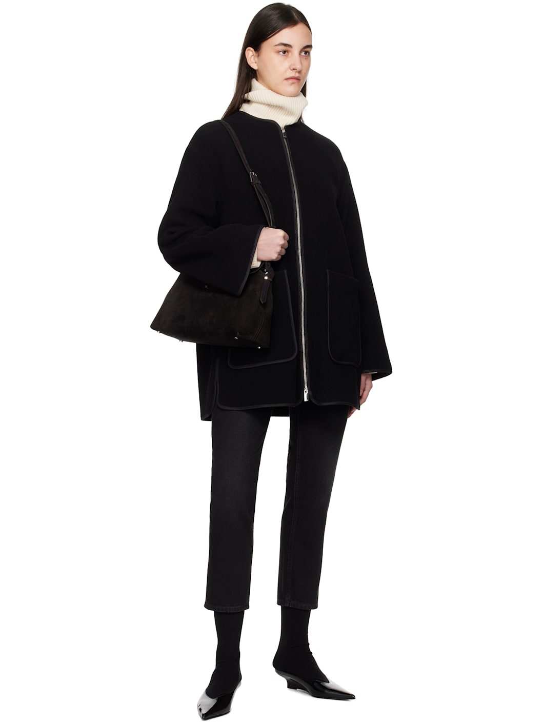 Black Felted Wool Jacket - 4