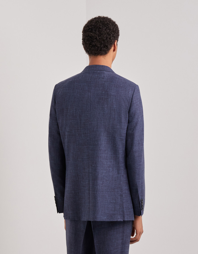LIGHT BLUE AND BLUE SILK AND CASHMERE REGULAR-FIT OVERCHECK JACKET 186