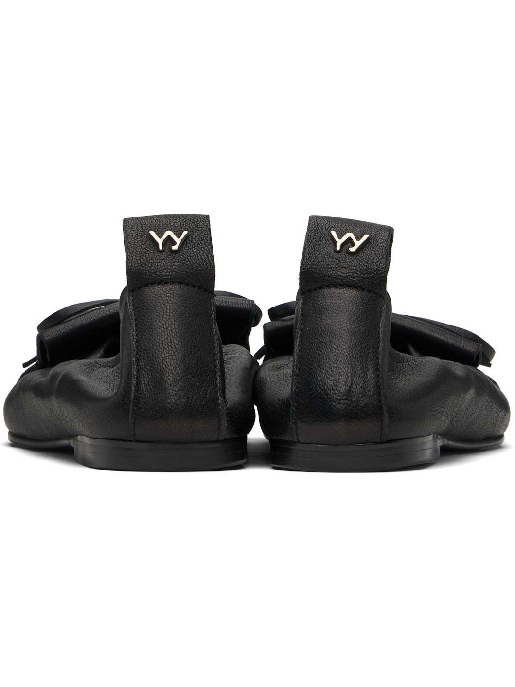 Black Bun Fringe Ballerina Flats - 2
