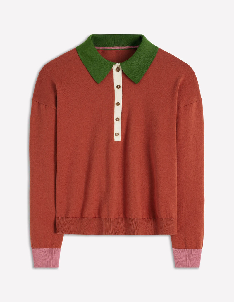 Lara Cotton Henley Jumper-Barn Red 7