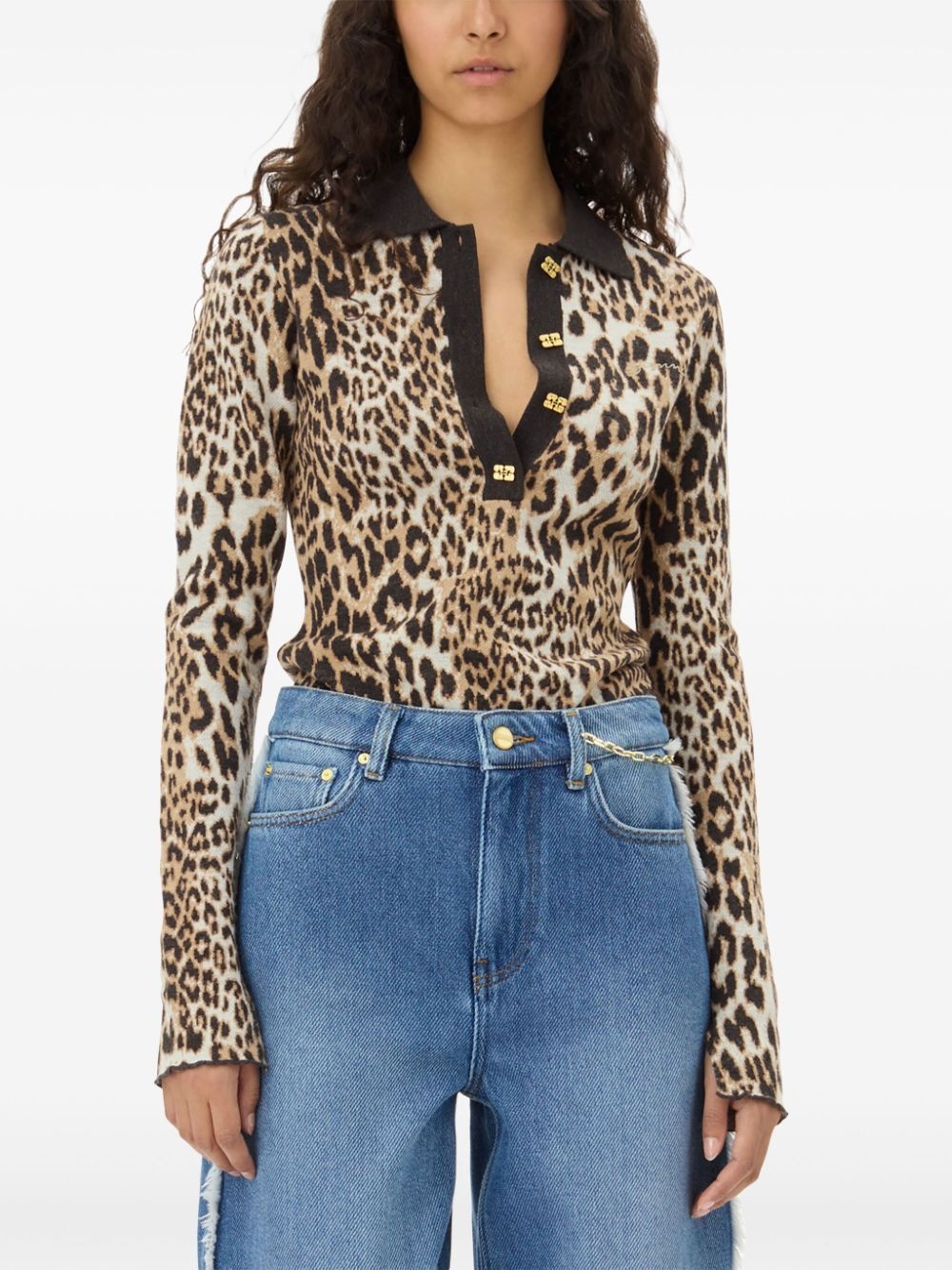 leopard print long sleeve top - 5