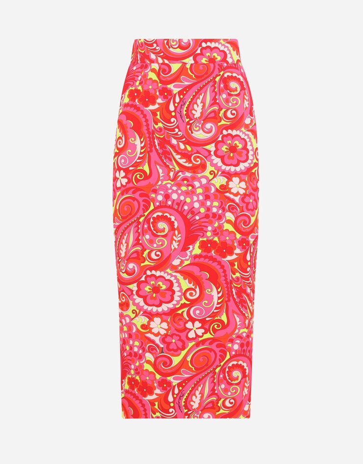 60s-print charmeuse pencil skirt - 3