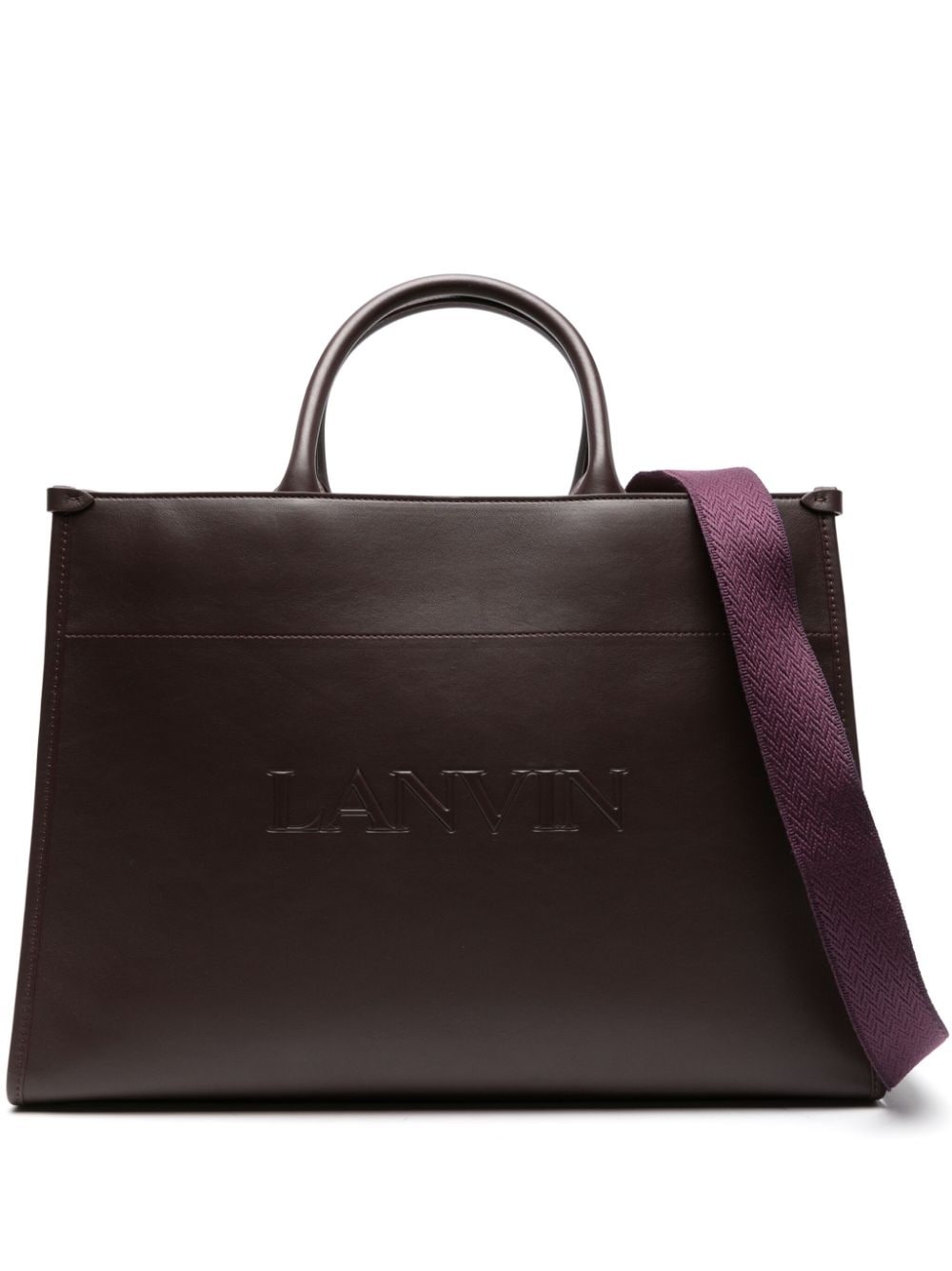 logo-embossed leather tote bag - 1