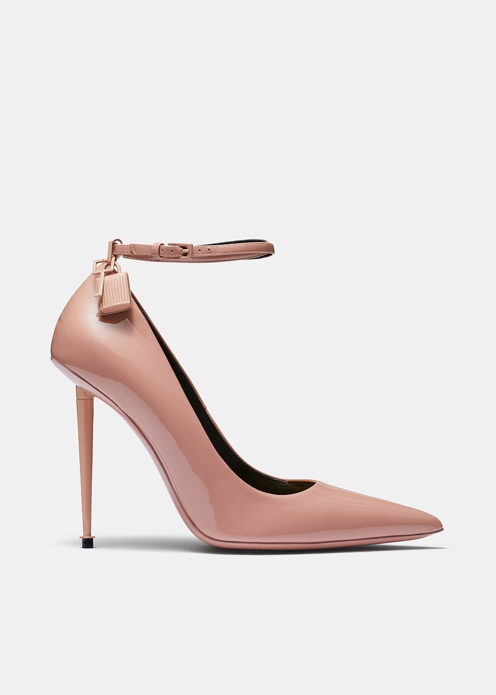 Nude Lacquered Patent Padlock Pump - 1