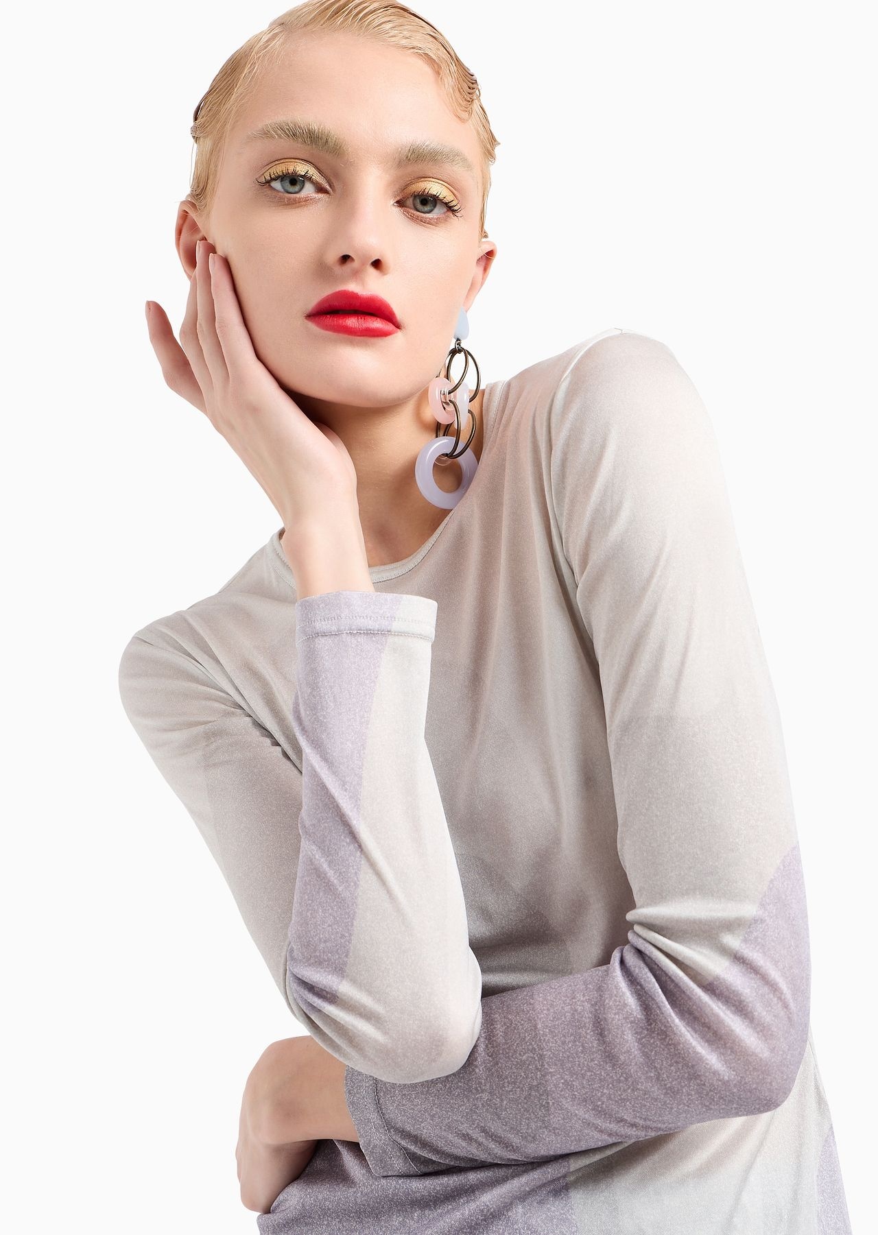Printed silk interlock crew-neck jumper - 5