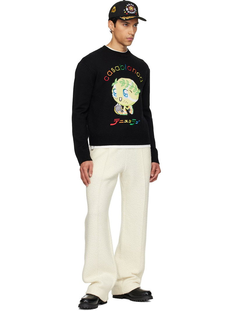 CASABLANCA Black Character Intarsia Crew Sweater outlook