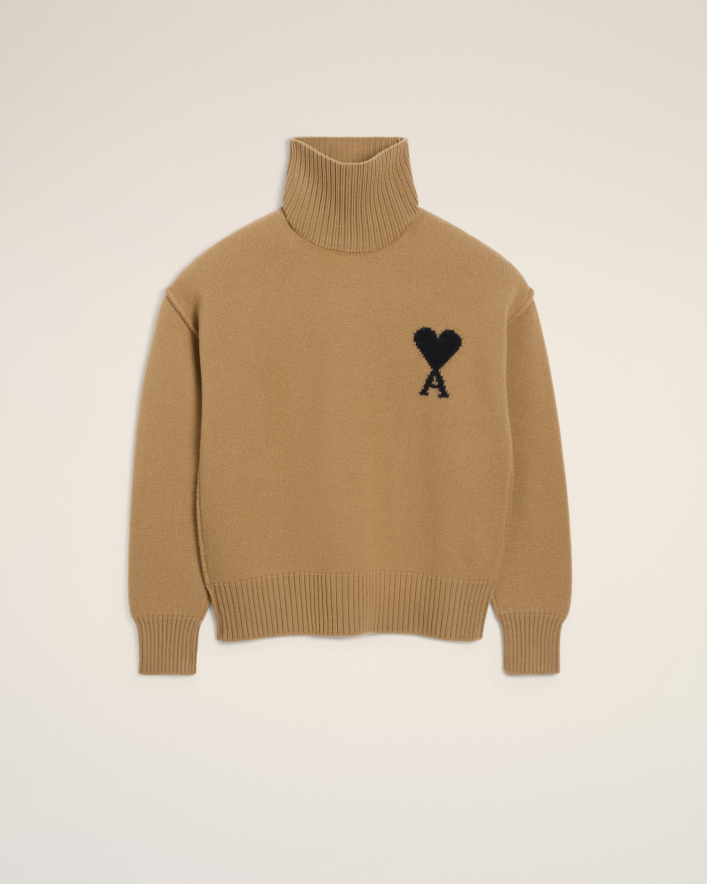 BROWN WOOL AMI DE COEUR FUNNEL NECK SWEATER - 13