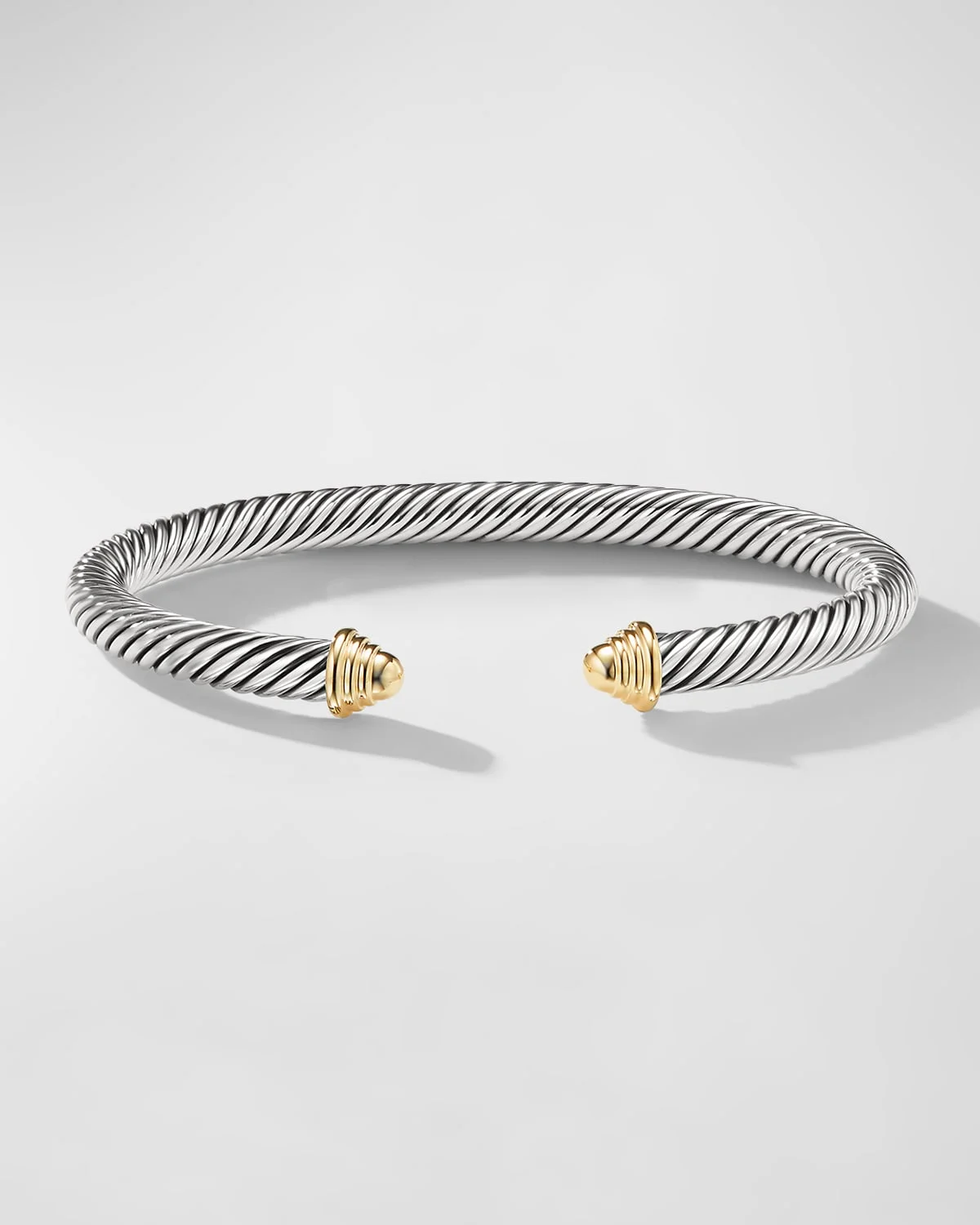 Cable Bracelet in Silver with 14K Gold, 5mm - 1