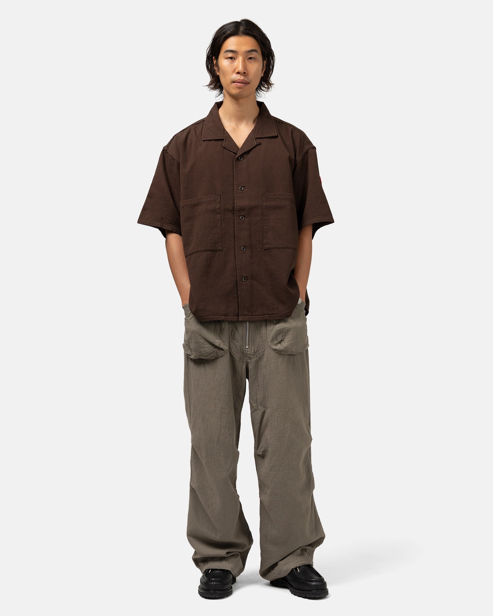 Soft Cw Short Sleeve Open Shirt Brown - 2