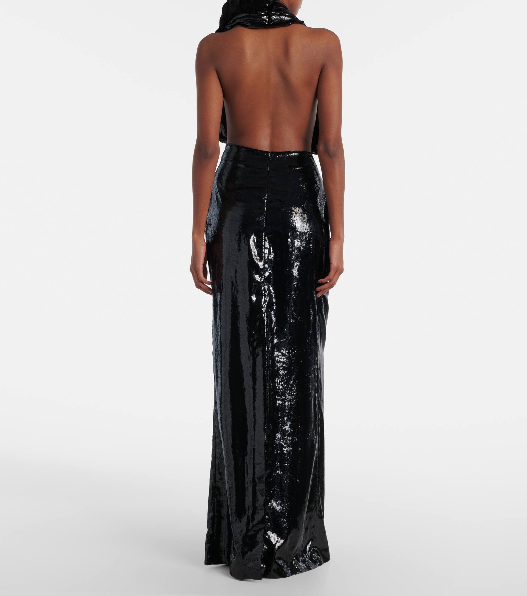 Halterneck velvet gown - 3