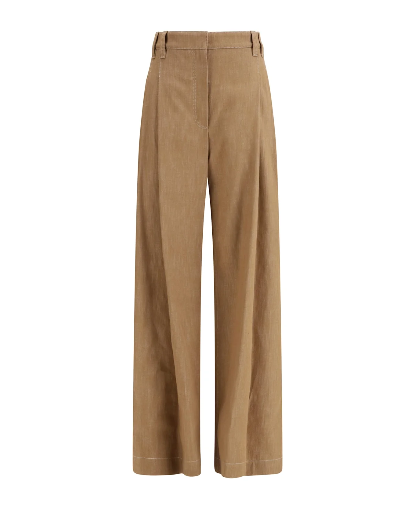 Denim-effect Twill Wide Pants - 1