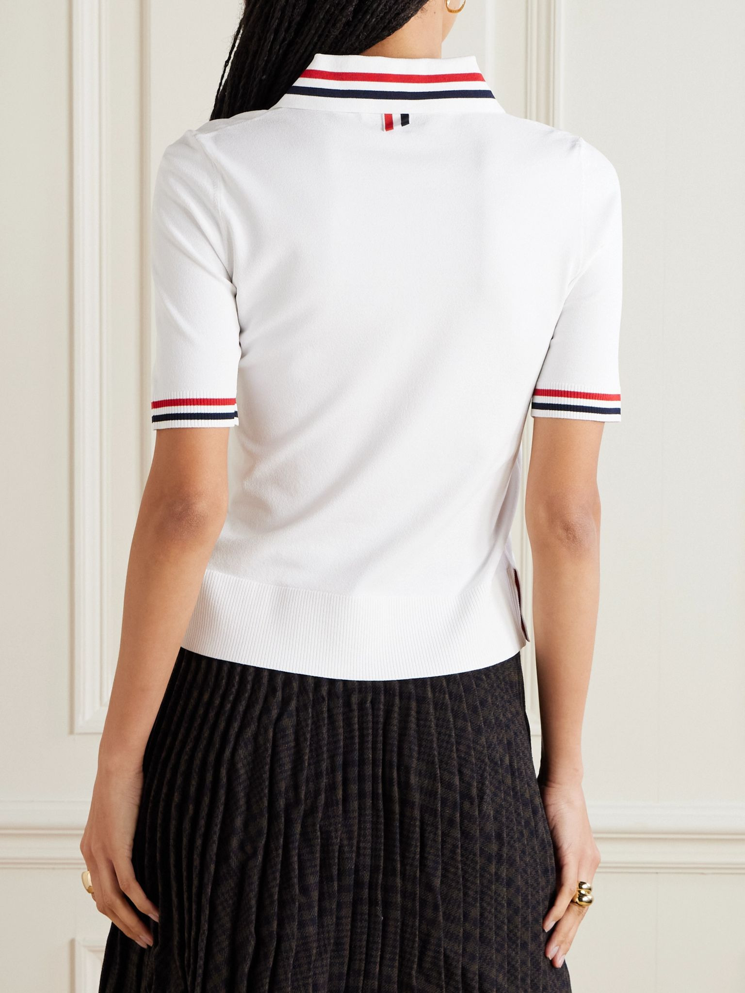 Striped jersey polo shirt White - 3