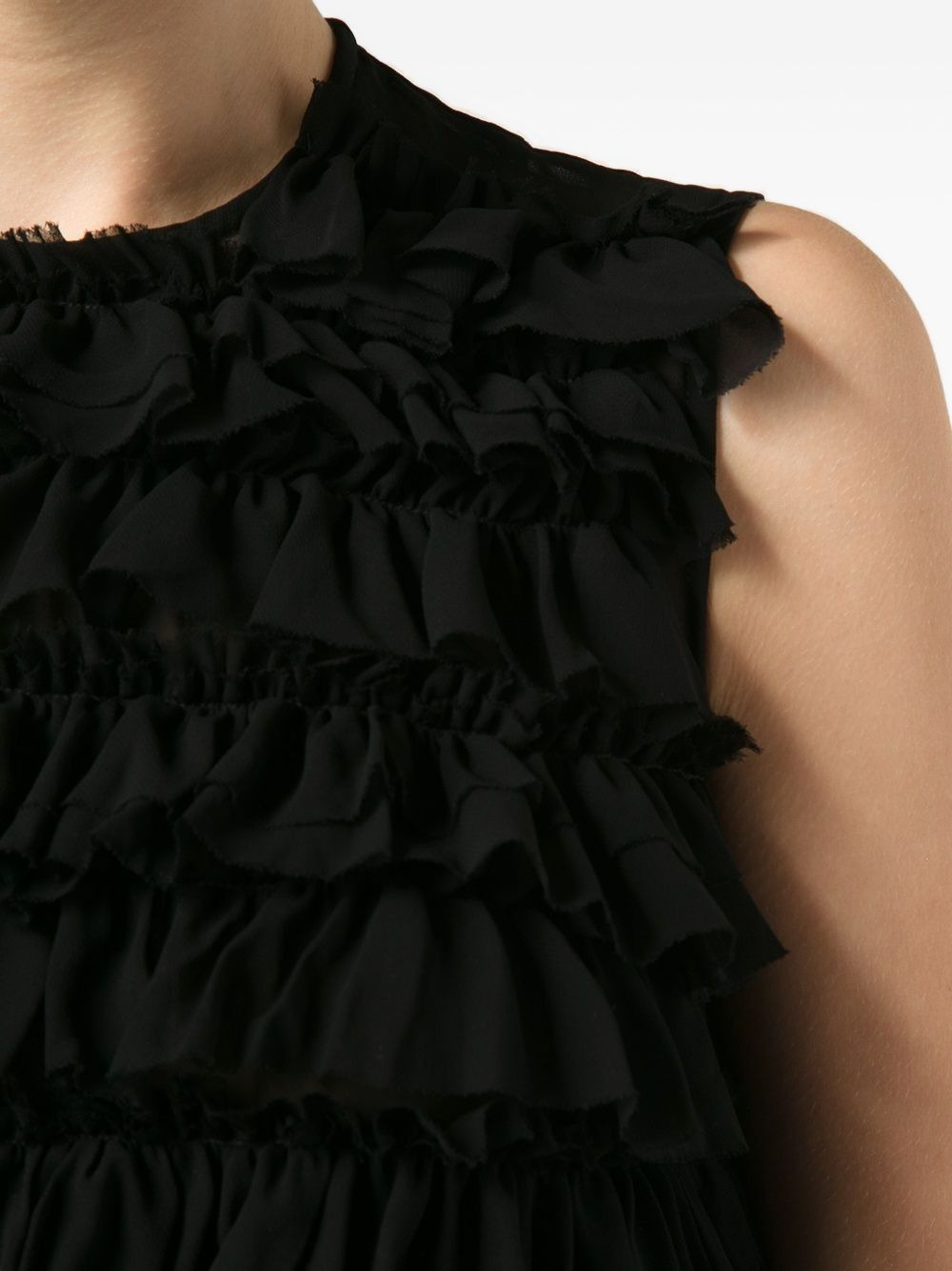 semi-sheer ruffled tank top - 5