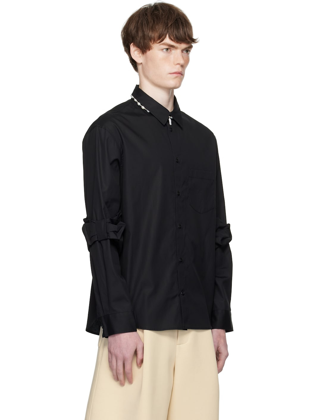 Black Bow Sleeve Classic Shirt - 2