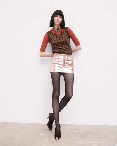 SAINT LAURENT mini skirt in lamé calfskin outlook