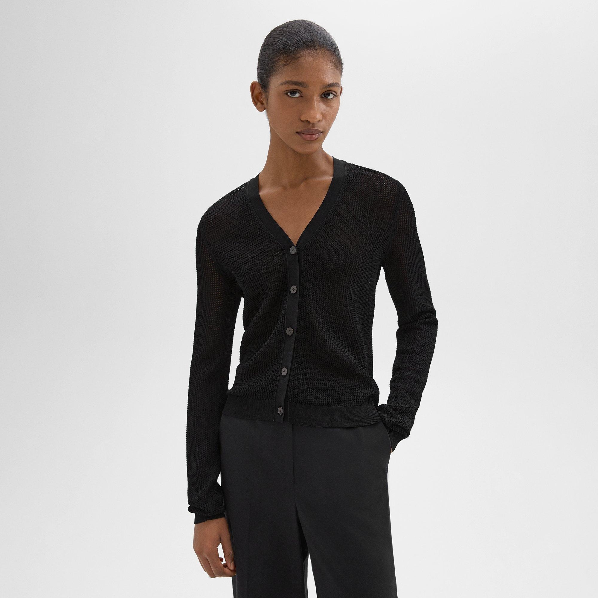 Pointelle Cardigan in Crepe Knit - 2