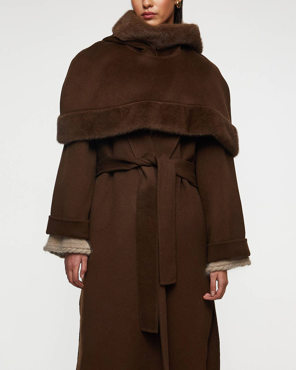 Marta Wool Cape  Brown ONESIZE - 2