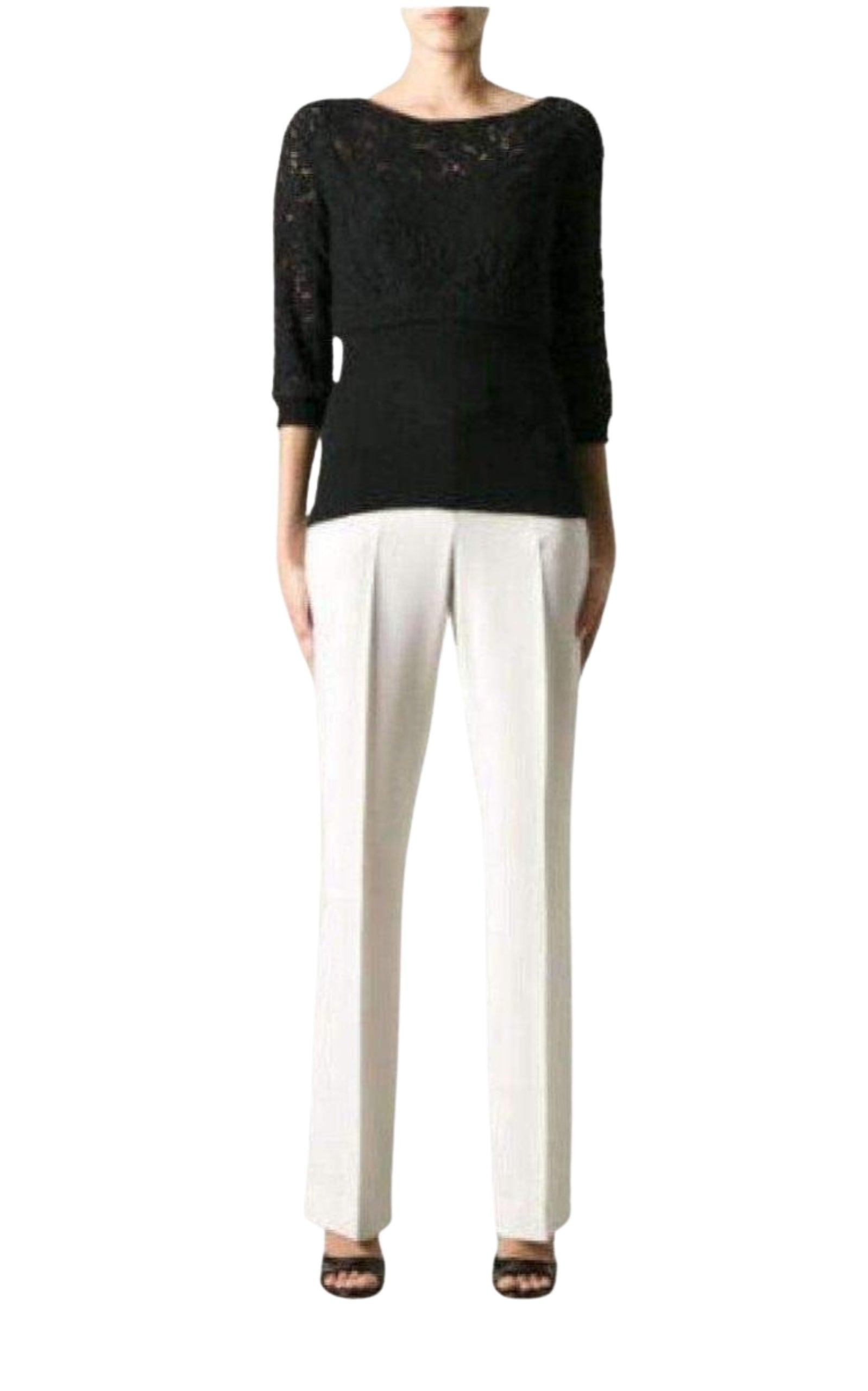 Black Wool Blend Lace Sweater - 2