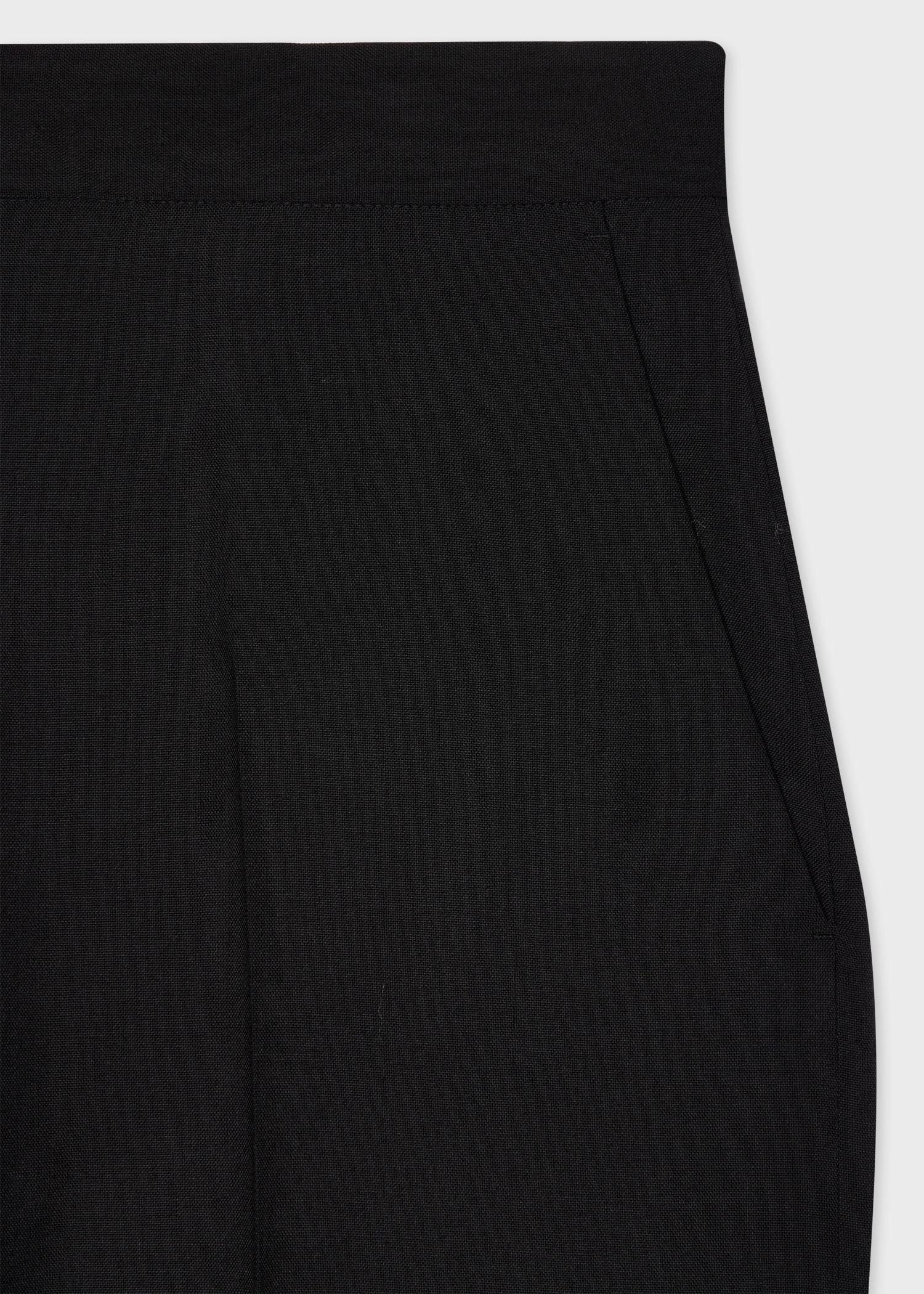 Women's Black Wool Wide-Leg Trousers - 2