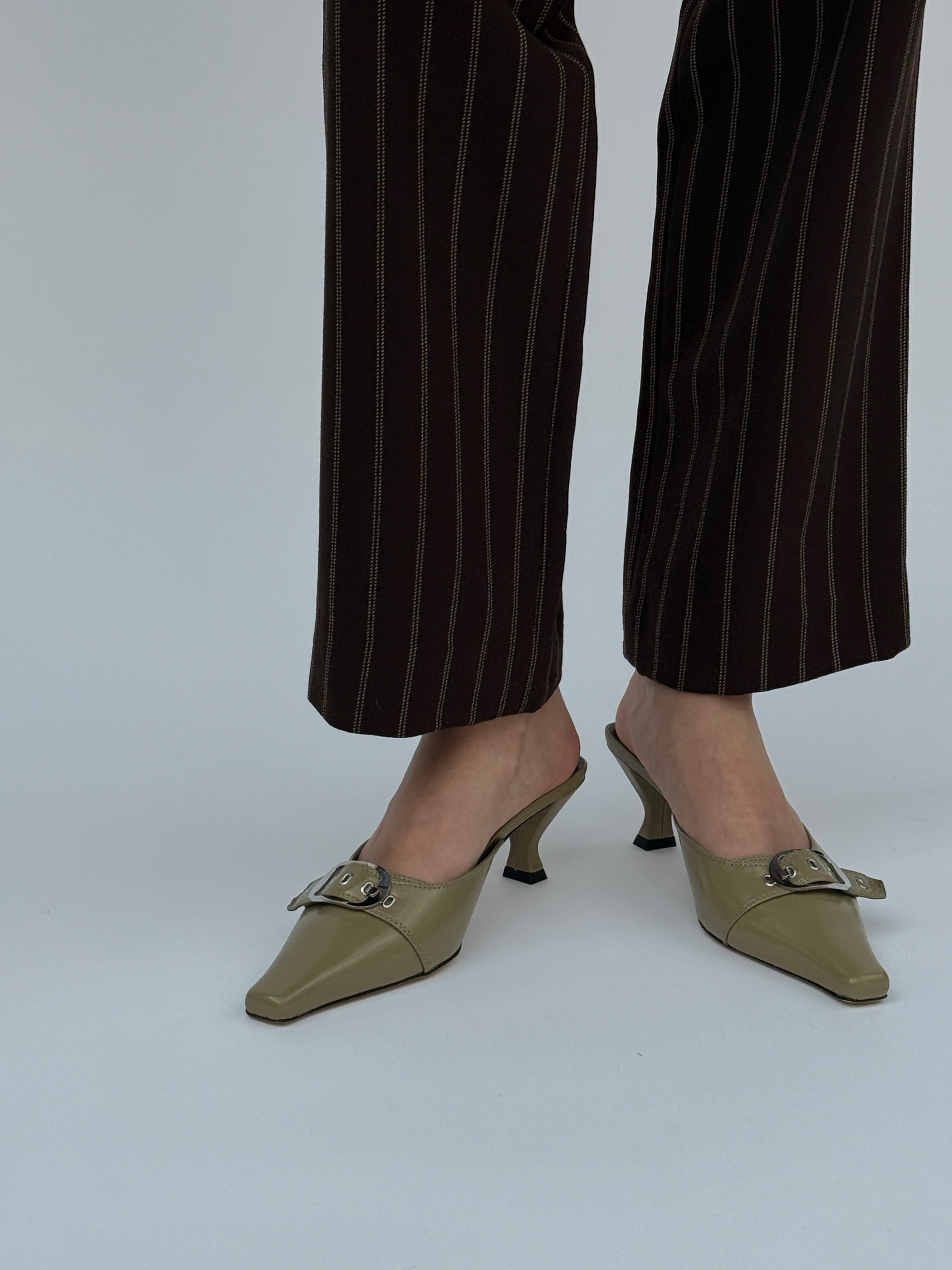 Evelyn Mangrove Glossed Nappa Leather Slingback Pump - 5