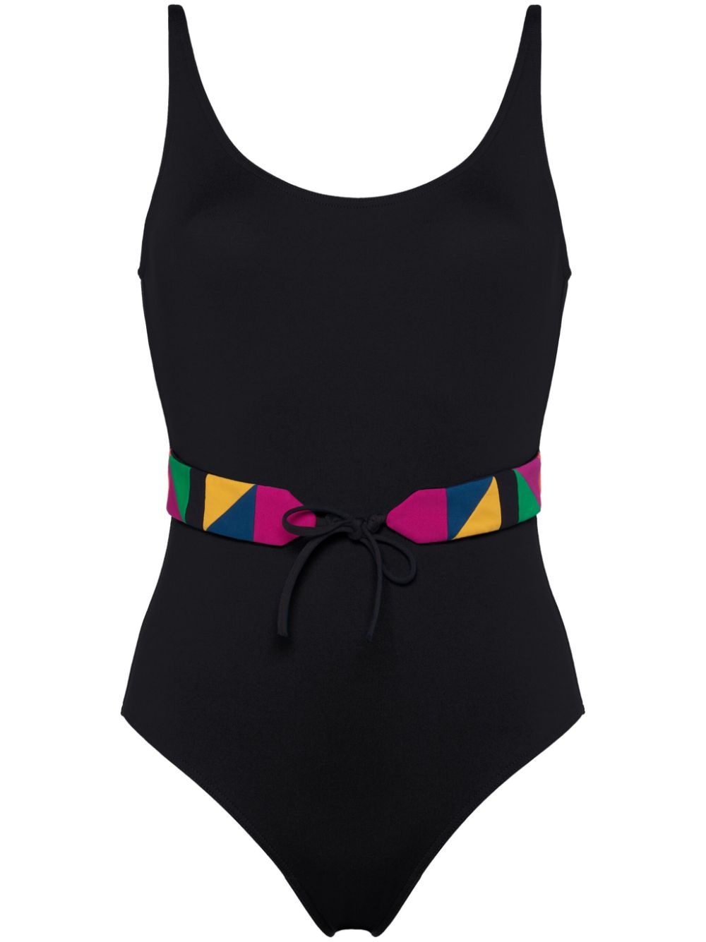 Damier belted swimsuit - 1