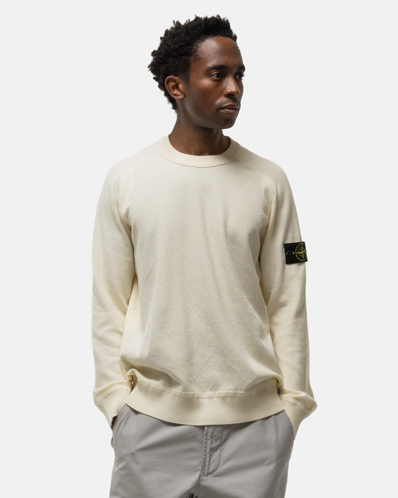 Stone Island Maglia Organic Cotton Micro Stitch Sweater Ivory outlook