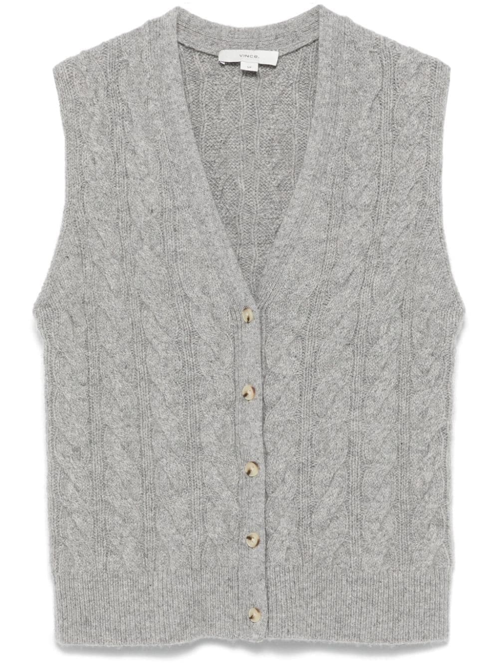 cable-knit button waistcoat - 1