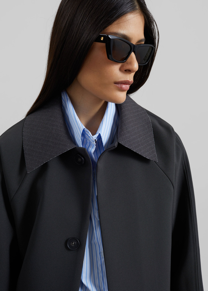 Ebbe Contrast Collar Boxy Jacket - Charcoal 3