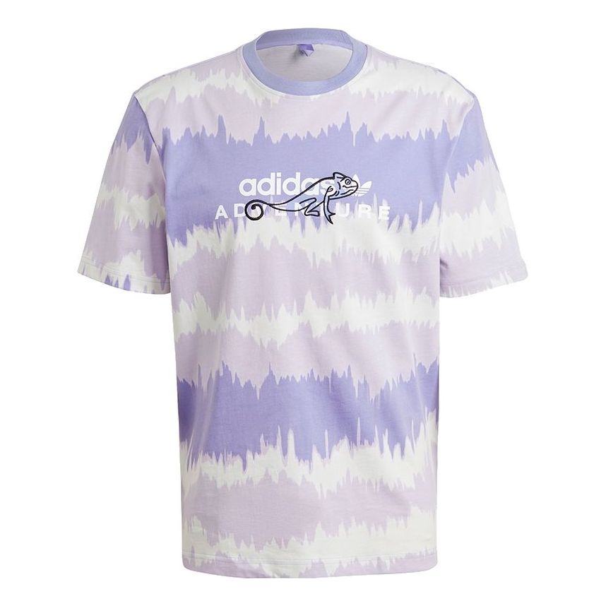 adidas originals Adv Aop T Shirt Printing Sports Round Neck Short Sleeve Purple GN2354 - 1