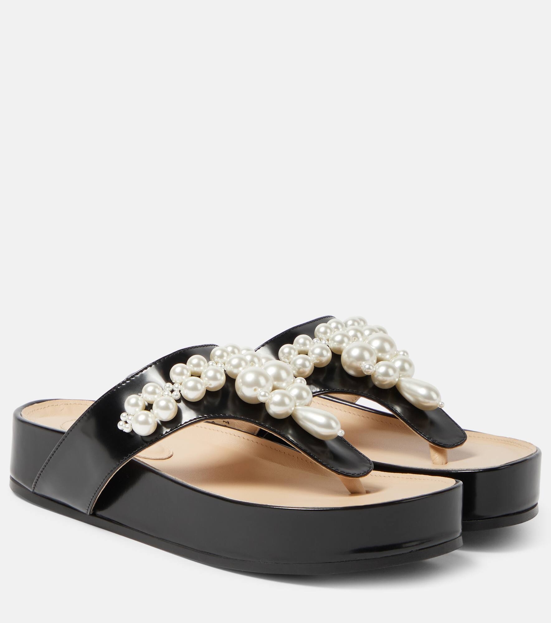 Embellished leather thong sandals - 1